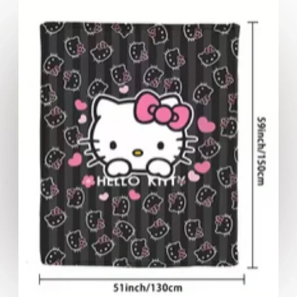 Hello Kitty Black and Pink Blanket soft and cozy throw blanket 51”x59” - Picture 1 of 2